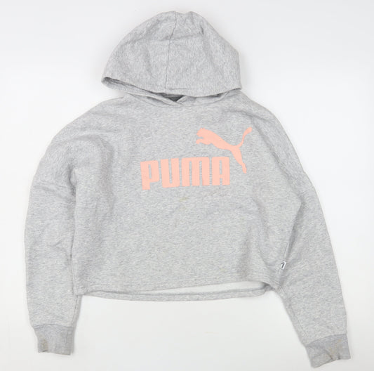 Puma Teens Grey Hoodie - Logo Accents