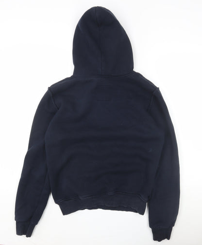 Hollister Women Navy Hoodie Size L Embroidered