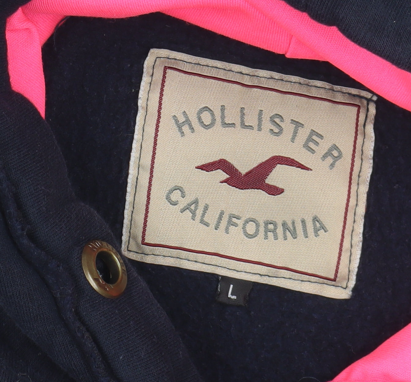 Hollister Women Navy Hoodie Size L Embroidered