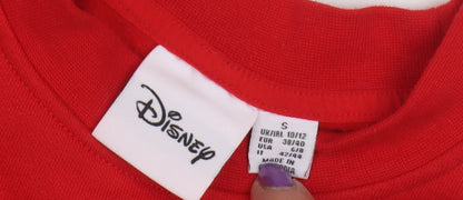Close-up detail of Disney unisex red pullover sweatshirt s
