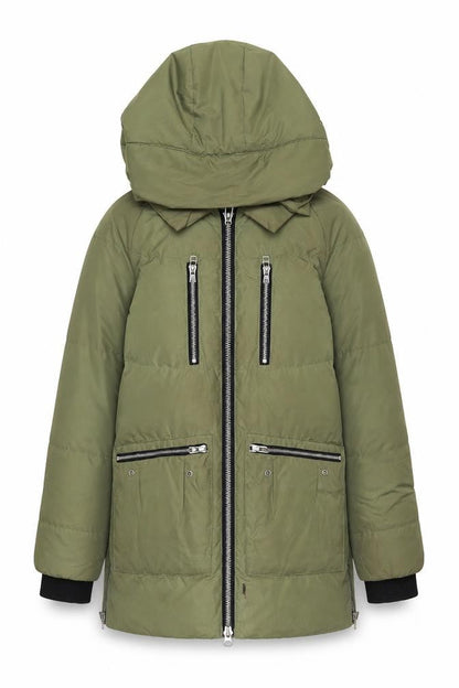 Womens UK Size 8 Warehouse Green Puffer Jacket