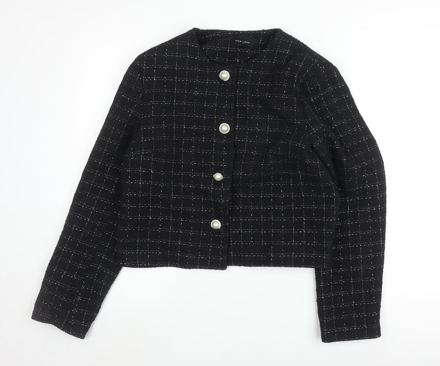 New Look Women’s Black Cropped Check Jacket UK 12