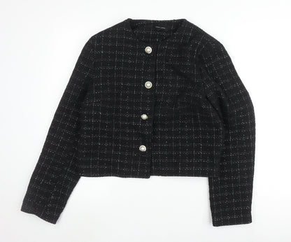 New Look Women’s Black Cropped Check Jacket UK 12