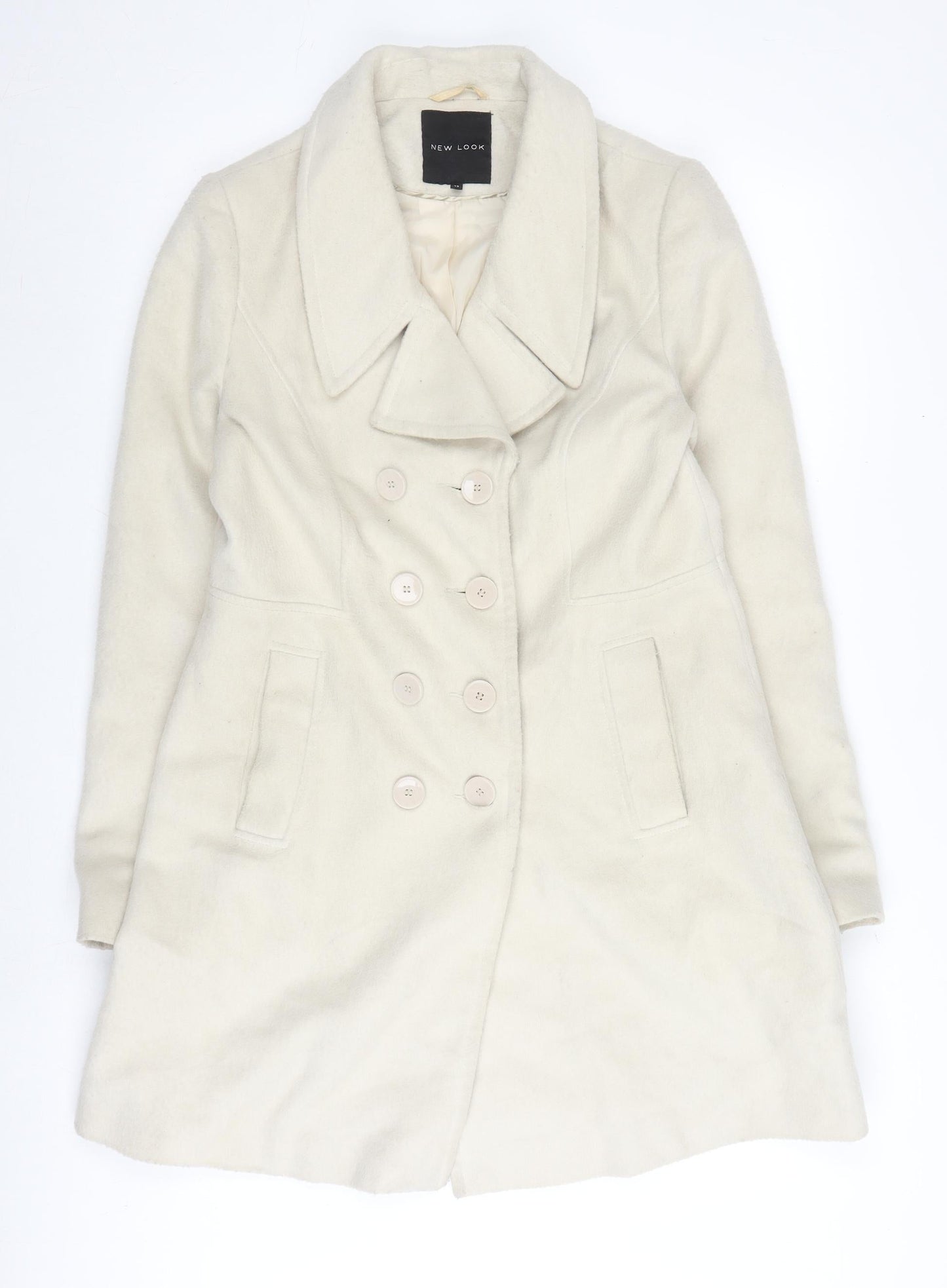 Womens UK Size 12 New Look Ivory Pea Coat