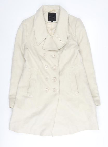 Womens UK Size 12 New Look Ivory Pea Coat