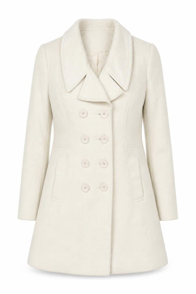 Womens UK Size 12 New Look Ivory Pea Coat