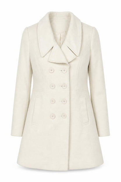 Womens UK Size 12 New Look Ivory Pea Coat