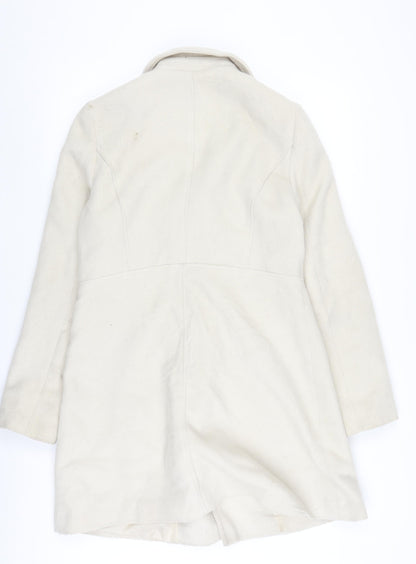 Womens UK Size 12 New Look Ivory Pea Coat