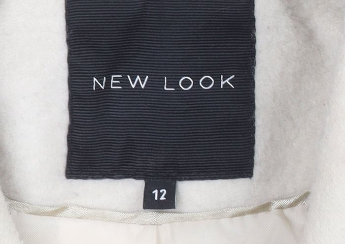Womens UK Size 12 New Look Ivory Pea Coat