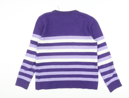 Womens UK Size M Pure & Natural Purple Pullover Jumper