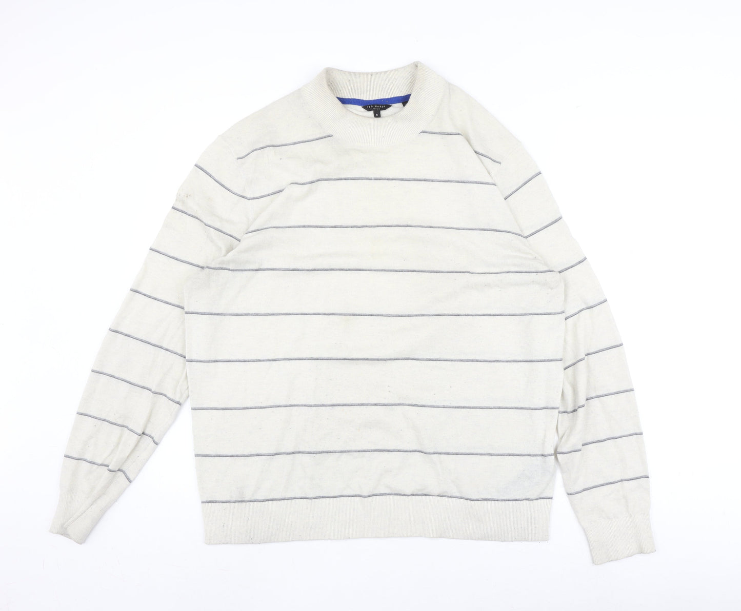 Ted Baker Ivory Striped Crew Neck Men's Pullover Jumper