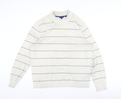 Ted Baker Ivory Striped Crew Neck Men's Pullover Jumper