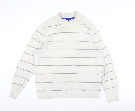 Ted Baker Ivory Striped Crew Neck Men's Pullover Jumper