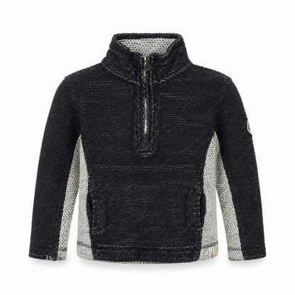 Front view of Weird Fish girls’ black 1/4 zip sweatshirt, size 5-6, years