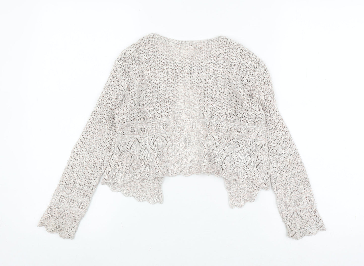 Next Girls Beige Cardigan, Size 6 Years, Long Sleeve Crochet
