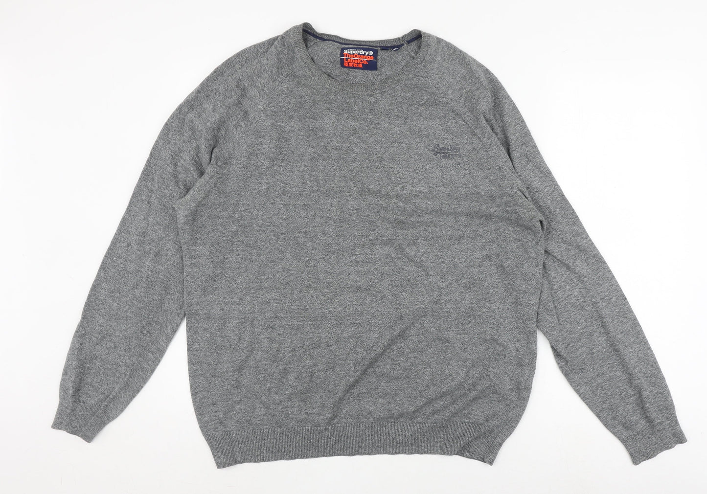 Superdry Men's Grey 2XL Crew Neck Cotton Jumper