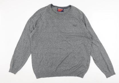 Superdry Men's Grey 2XL Crew Neck Cotton Jumper