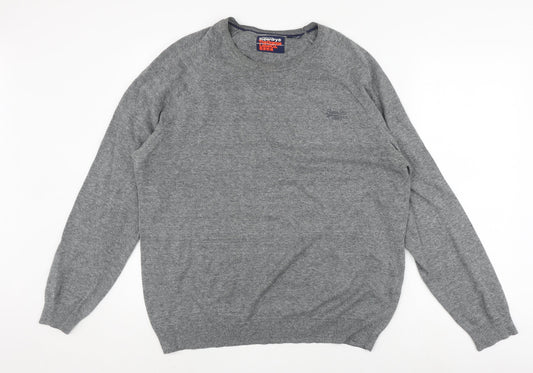 Superdry Men's Grey 2XL Crew Neck Cotton Jumper