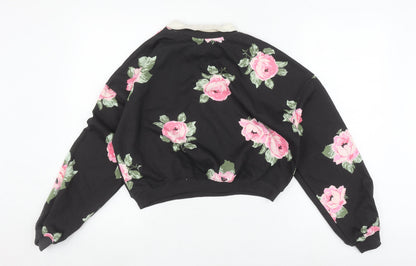 H&M Girls Black Floral Sweatshirt Pullover 13-14 Years
