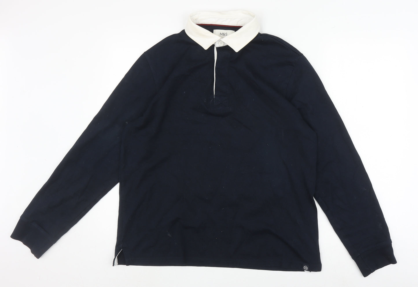 Marks and Spencer Men's Black Long Sleeve Polo - M