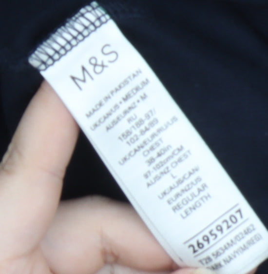 Marks and Spencer Men's Black Long Sleeve Polo - M