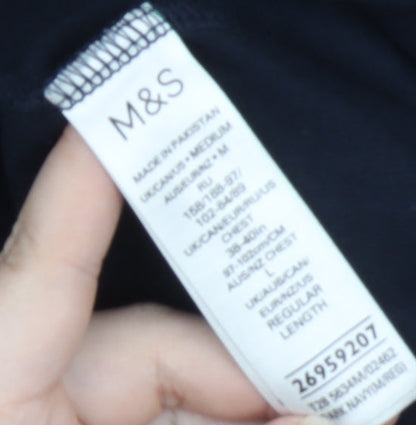 Marks and Spencer Men's Black Long Sleeve Polo - M