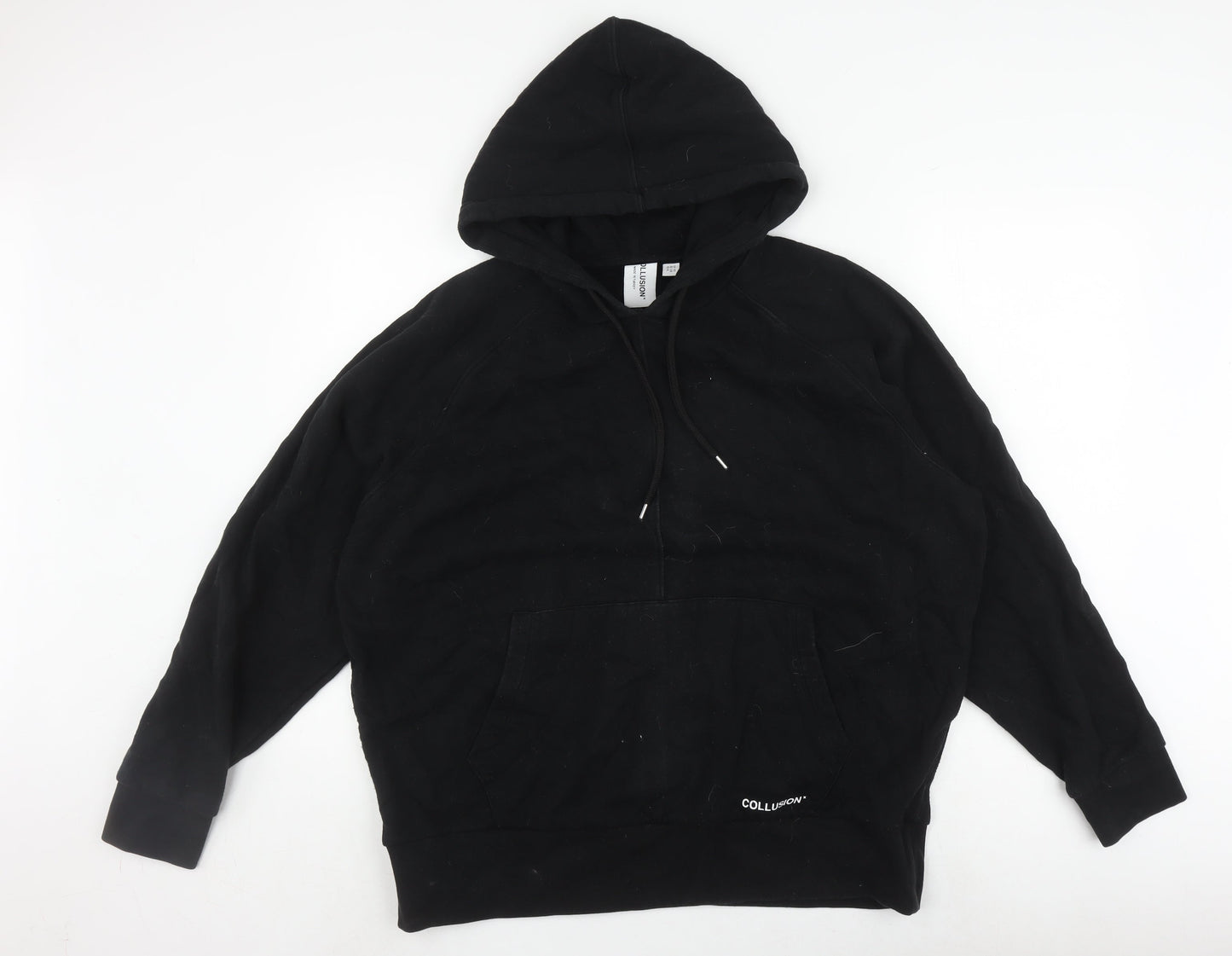 UK Size M COLLUSION Black Pullover Hoodie