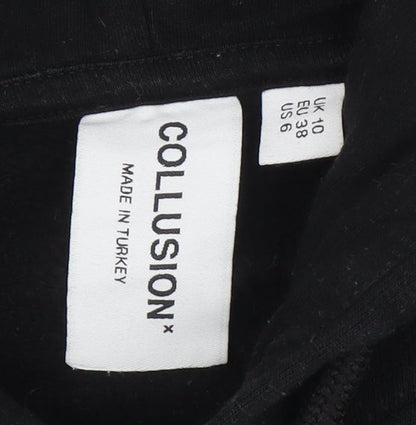 UK Size M COLLUSION Black Pullover Hoodie