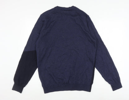 Adidas Men's Blue Medium Pullover Jumper, Wool Blend