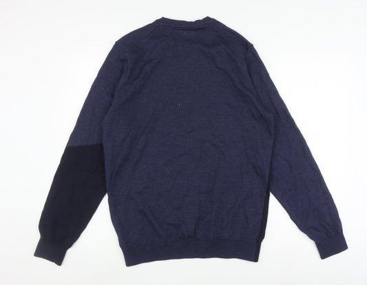 Adidas Men's Blue Medium Pullover Jumper, Wool Blend