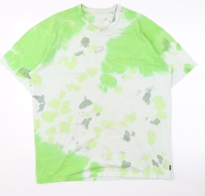 Nike Men's Green Tie-Dye T-Shirt - Medium, Casual, Iconic Style