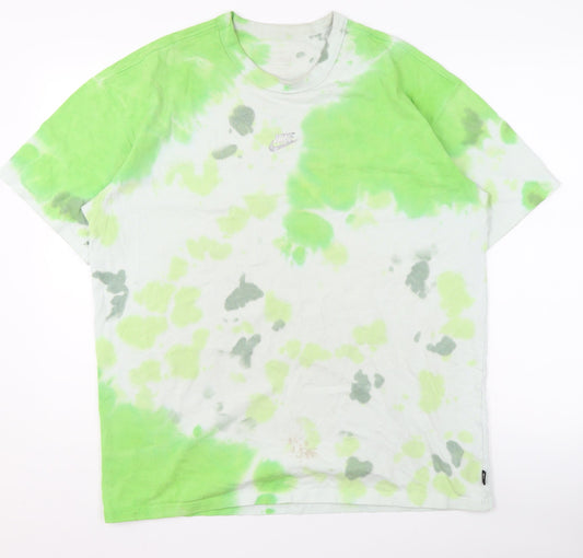 Nike Men's Green Tie-Dye T-Shirt - Medium, Casual, Iconic Style
