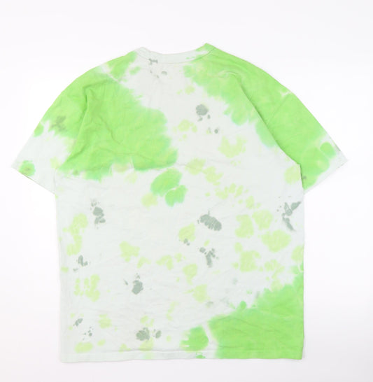 Nike Men's Green Tie-Dye T-Shirt - Medium, Casual, Iconic Style