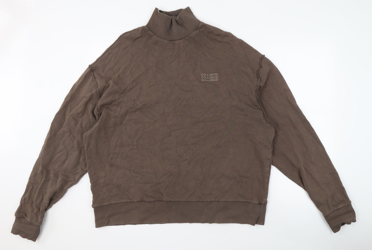 Mens UK Size S COLLUSION Brown Pullover Sweatshirt