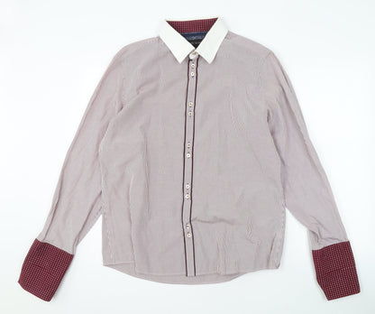 River Island Men's XL Red Striped Casual Dress Shirt