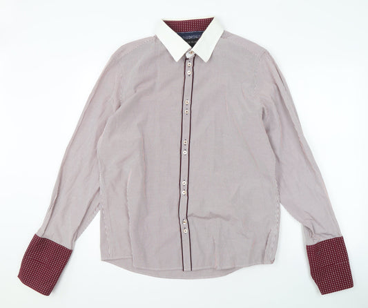 River Island Men's XL Red Striped Casual Dress Shirt