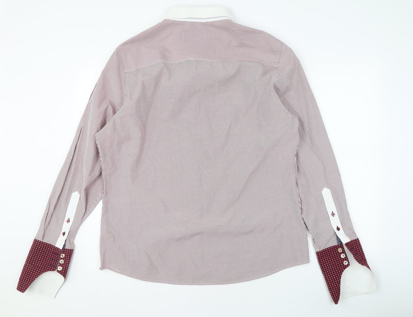 River Island Men's XL Red Striped Casual Dress Shirt