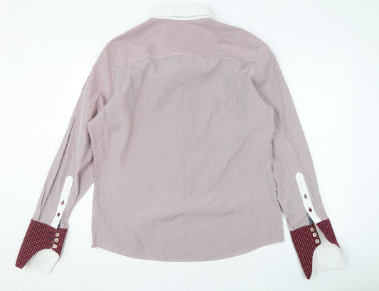 River Island Men's XL Red Striped Casual Dress Shirt