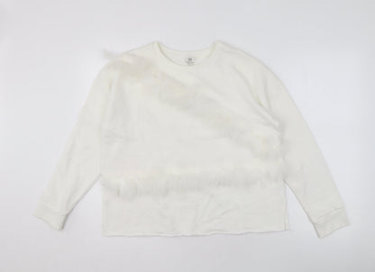 River Island Women’s White Fur Trim Pullover Sweatshirt S