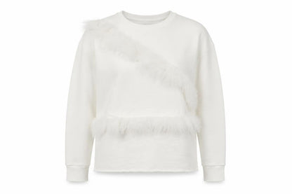 River Island Women’s White Fur Trim Pullover Sweatshirt S