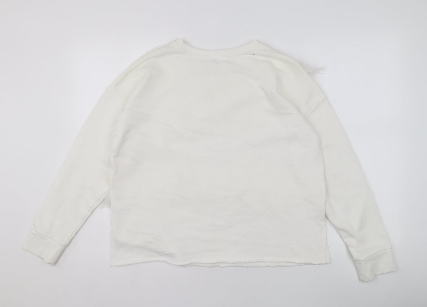 River Island Women’s White Fur Trim Pullover Sweatshirt S