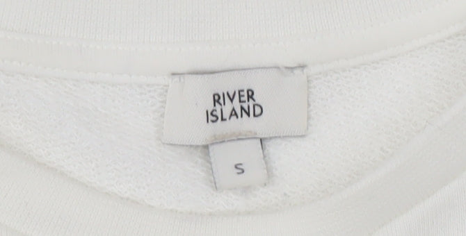 River Island Women’s White Fur Trim Pullover Sweatshirt S