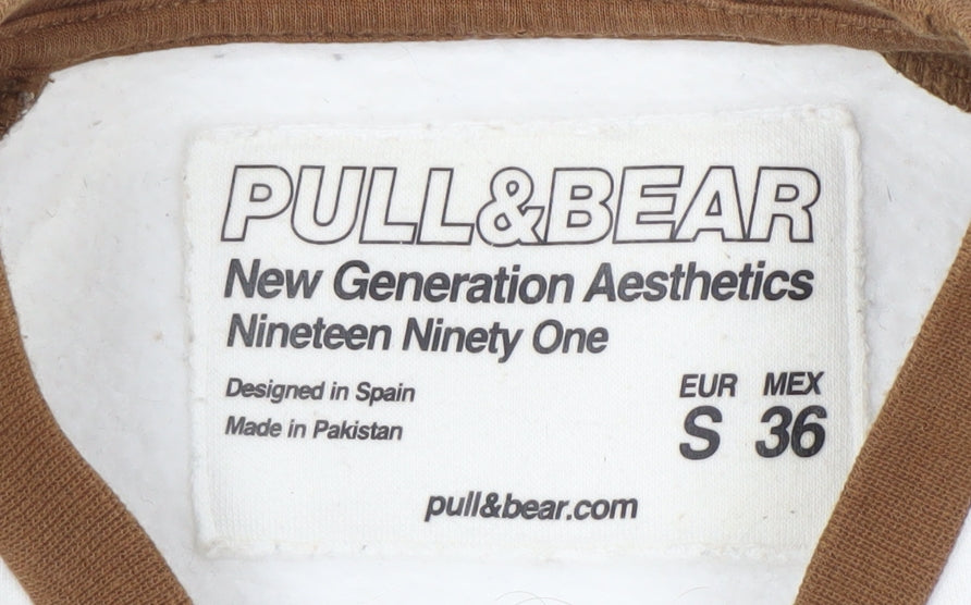 Mens UK Size S Pull & Bear Brown Pullover Sweatshirt