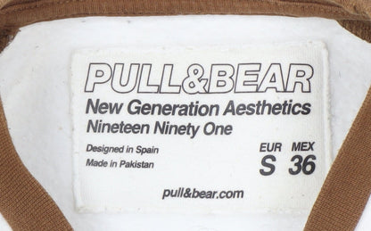 Mens UK Size S Pull & Bear Brown Pullover Sweatshirt