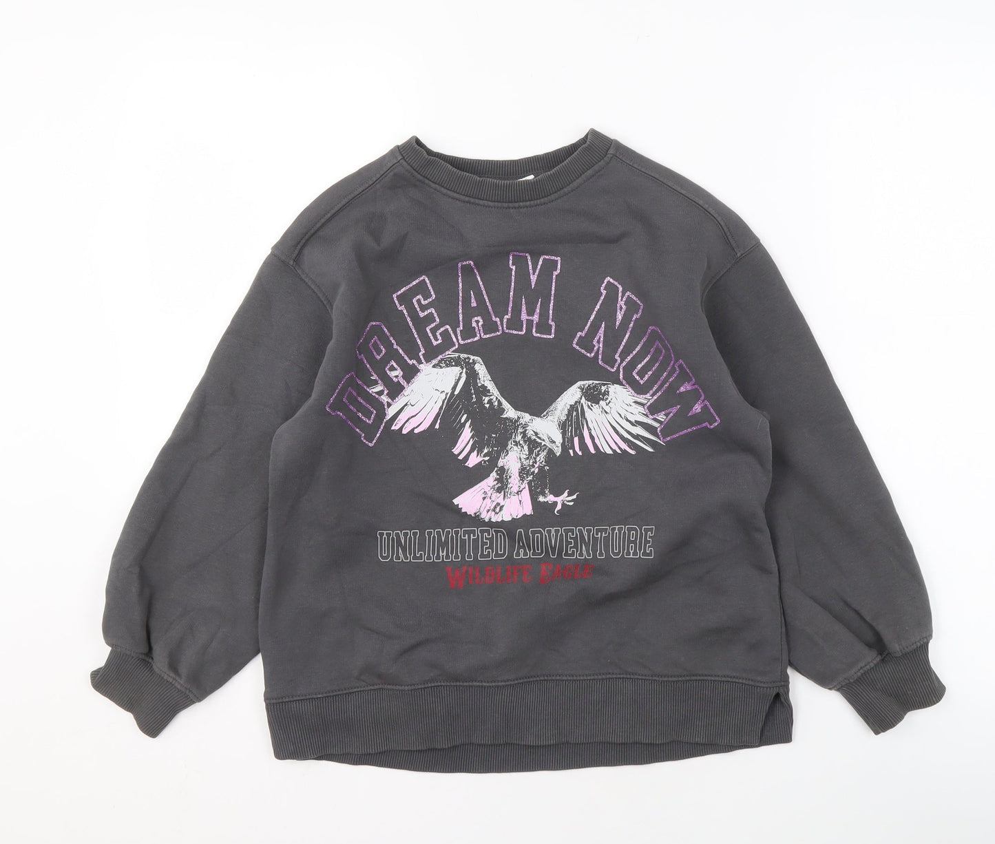 Zara Girls Black Graphic Print Sweatshirt 8-9 Years