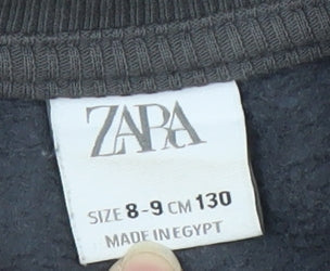 Zara Girls Black Graphic Print Sweatshirt 8-9 Years