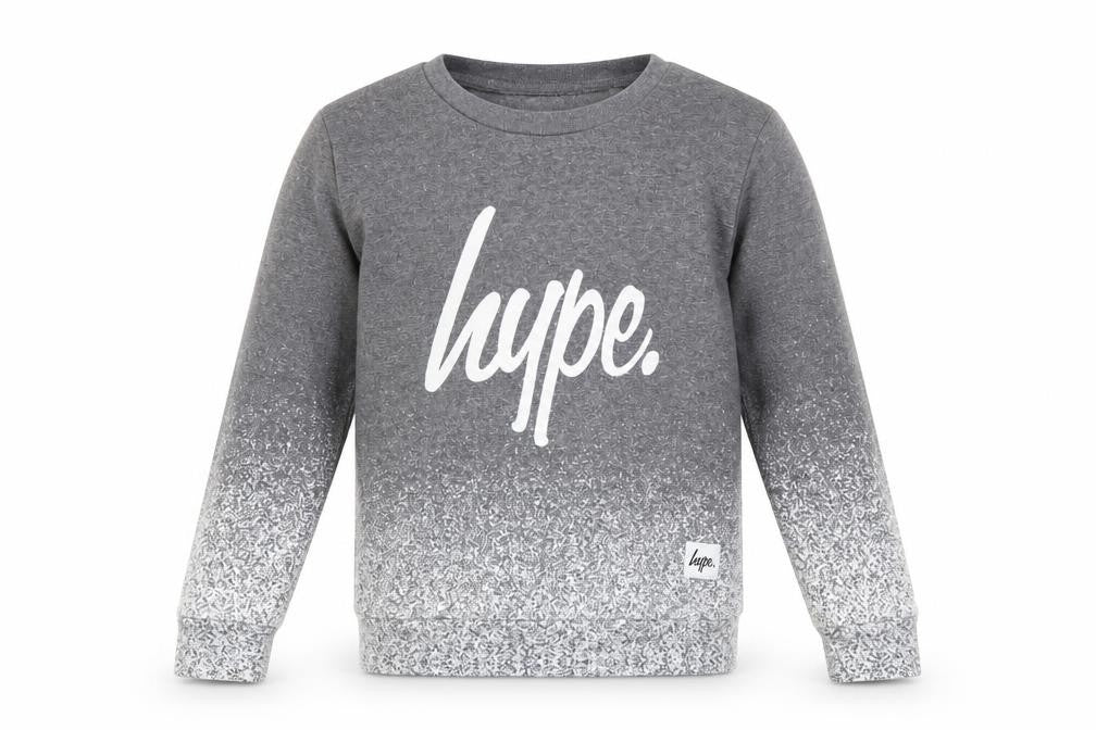Front view of Hype boys’ grey pullover sweatshirt 11-12 years graphic print