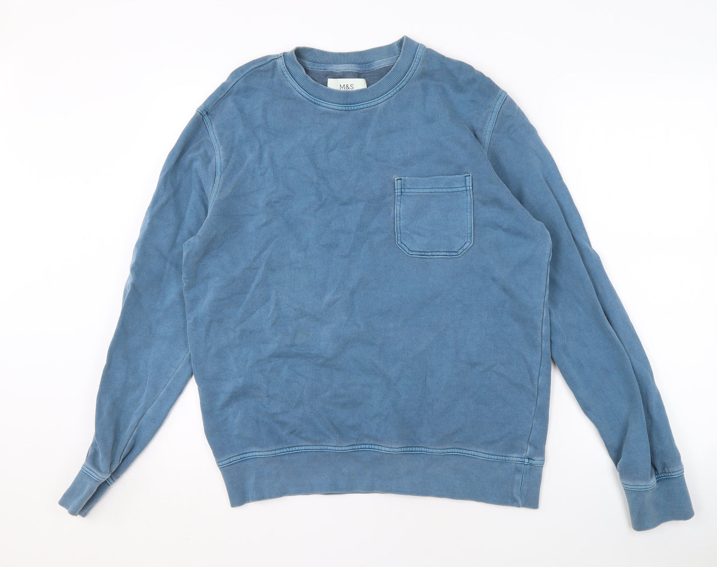 Mens UK Size M Marks and Spencer Blue Pullover Sweatshirt