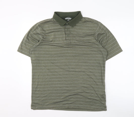 Glacier Men’s Green Striped Polo Shirt - Size L