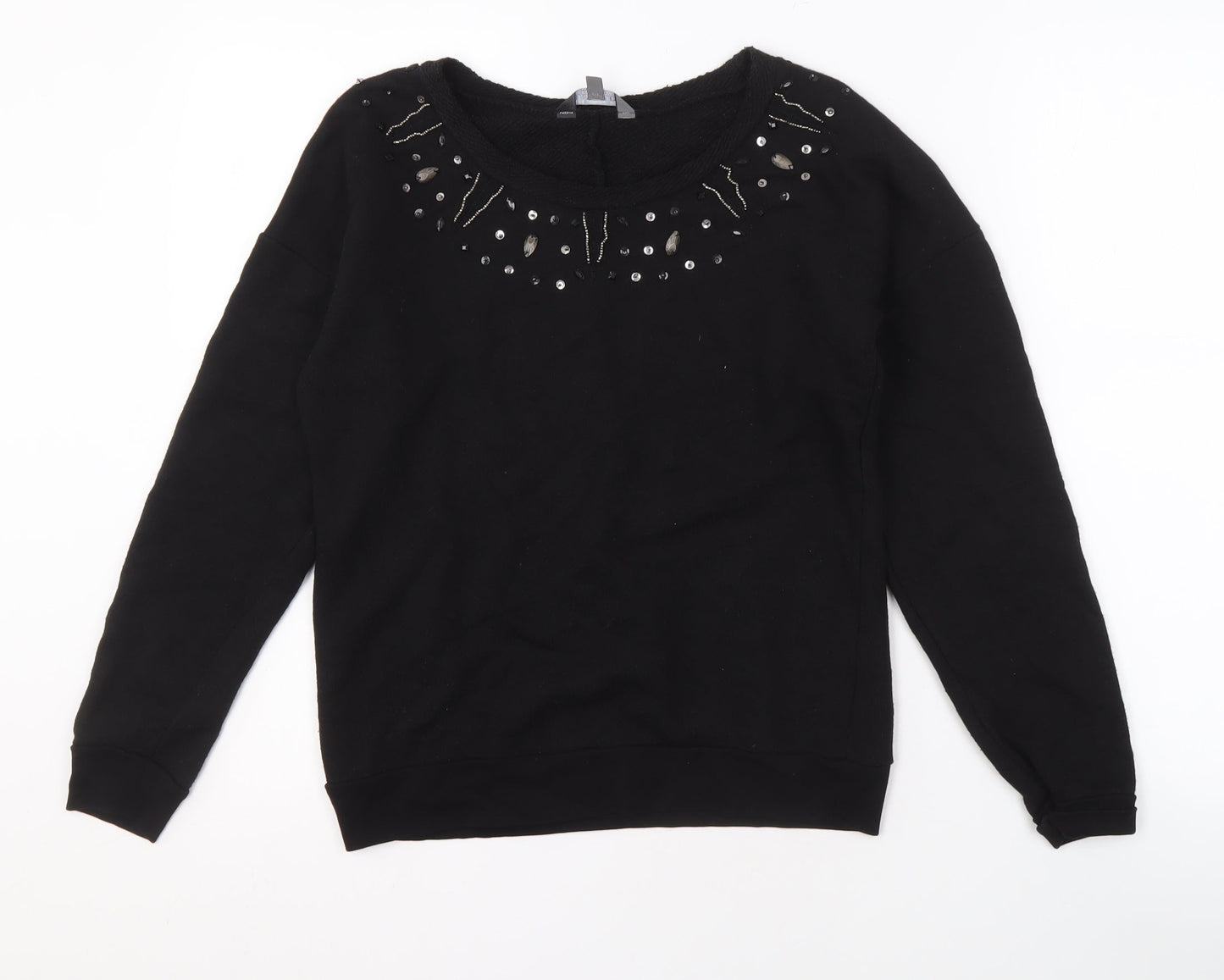 Limited Collection Women's Black Beaded Pullover Sweatshirt